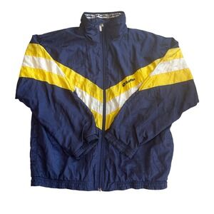 Lotto Vintage Windbreaker Jacket Mens Navy Blue Yellow White Chevron Zip Up 90s